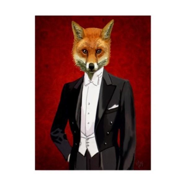 Trademark Fine Art Fab Funky 'Fox In Evening Suit, Portrait' Canvas Art, 35x47 WAG12347-C3547GG